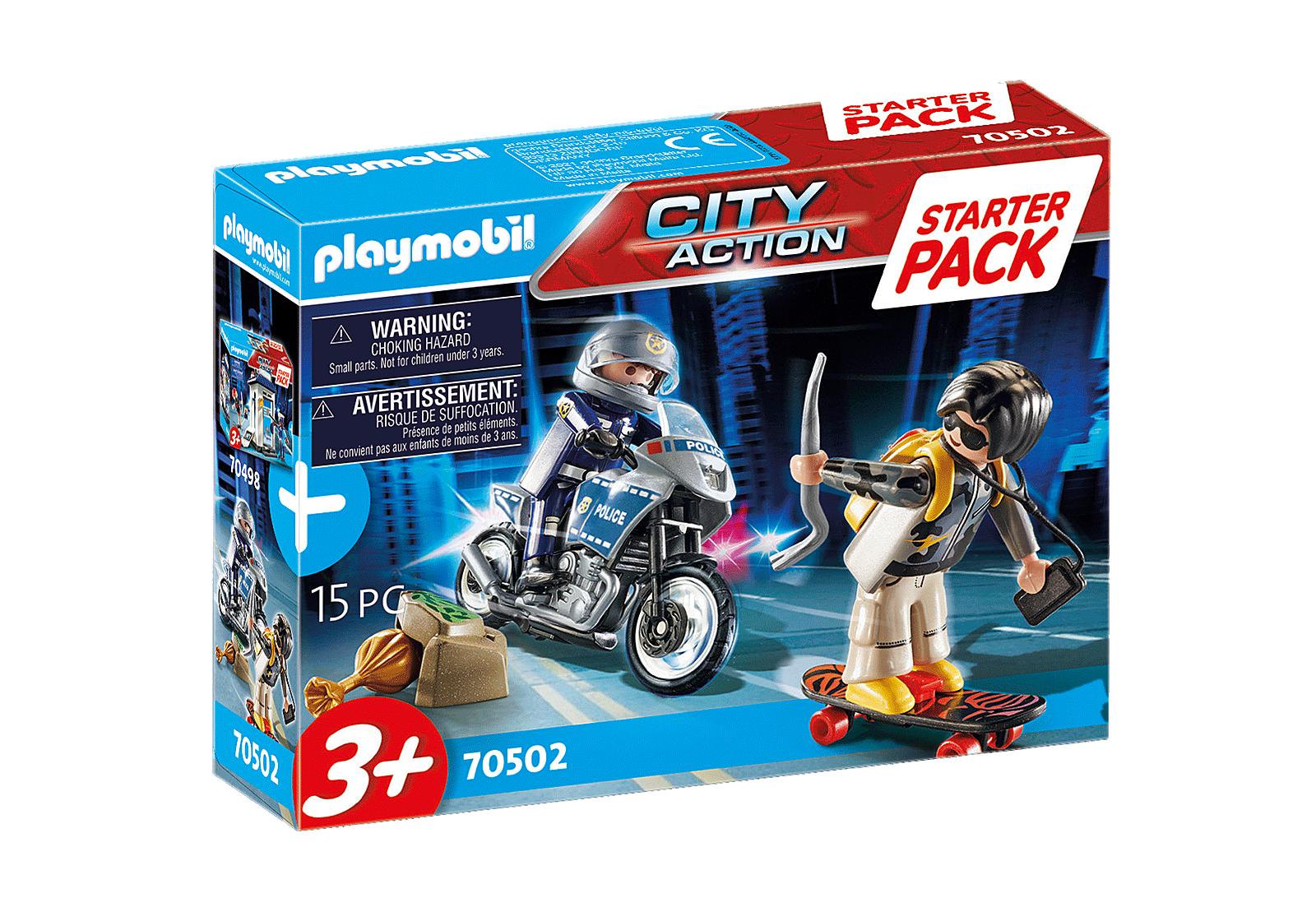 Playmobil City Action – Starter Pack Motard de police et voleur